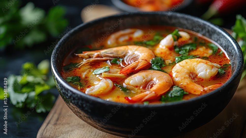 A vibrant tapestry of flavors and textures, Tom Yum Kung soup, a spicy and fragrant Thai delicacy, tantalizes the taste buds with its aromatic broth, succulent shrimp, and lemongrass, creating a A vibrant tapestry of flavors and textures, Tom Yum Kung soup, a spicy and fragrant Thai delicacy, tantalizes the taste buds with its aromatic broth, succulent shrimp, and lemongrass, creating a