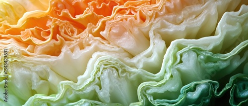 Colorful Layers of Lettuce with Orange Green and White Shades Capturing Freshness and Texture in Nature's Design