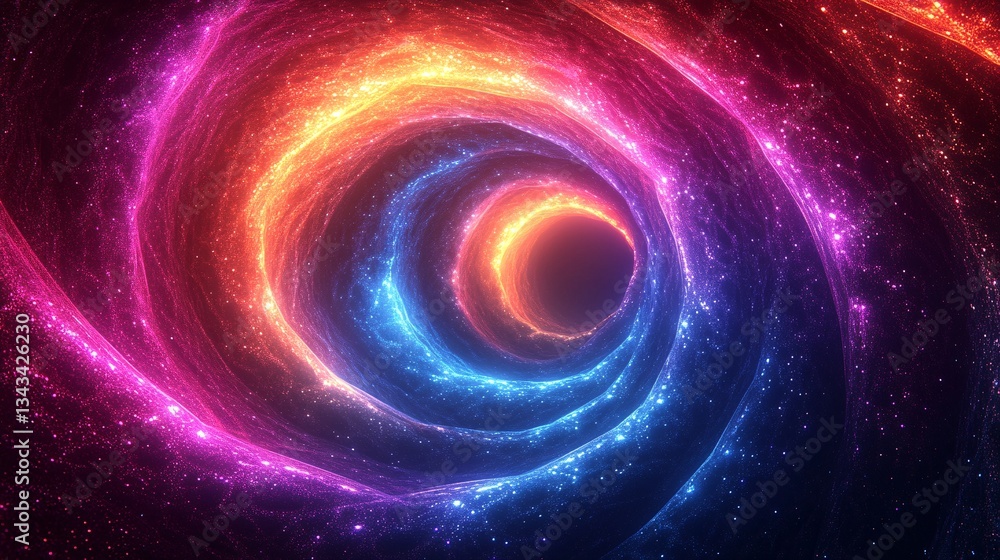 A neon geometric vortex spinning endlessly A neon geometric vortex spinning endlessly