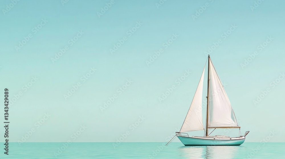 Naklejka premium Space Sailboat Blue Perspective Text Vibe Sails Ocean