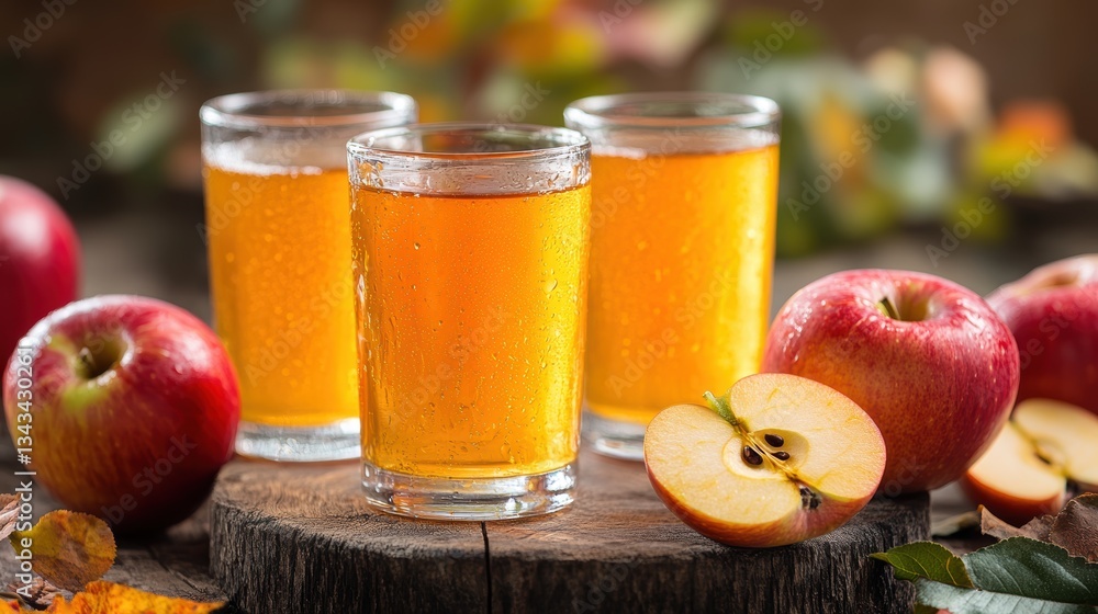 A vibrant, amber-colored liquid, bursting with the sweet, tangy flavor of ripe apples. A vibrant, amber-colored liquid, bursting with the sweet, tangy flavor of ripe apples.