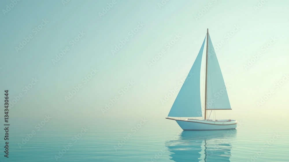 Fototapeta premium Space Sailboat Blue Overview Horizon Nautical Green