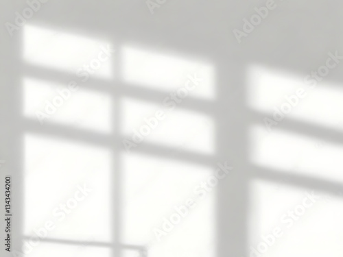 Semitransparent shadow overlay effect from the window isolated on transparent background. Realistic PNG. Abstract silhouette soft blurry shadow of window blinds on wall. Sun light shade