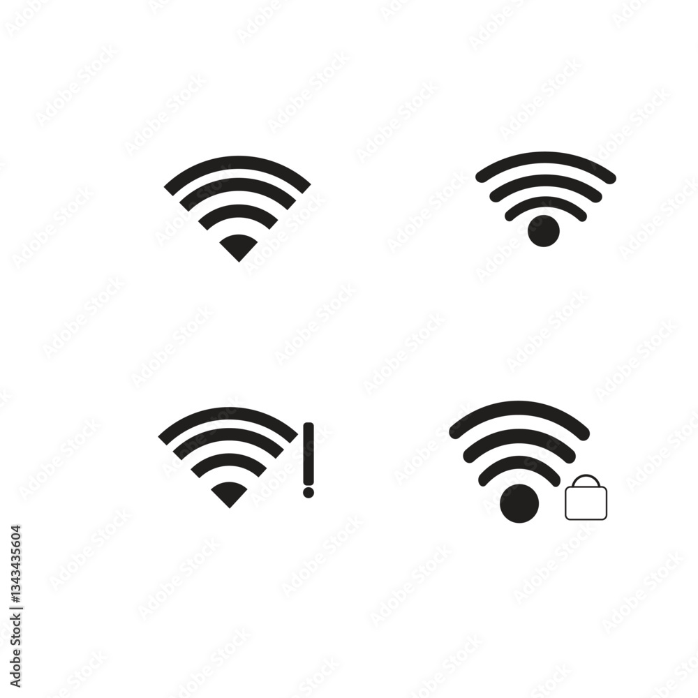 wifi icon set vector on white wifi icon set vector on white