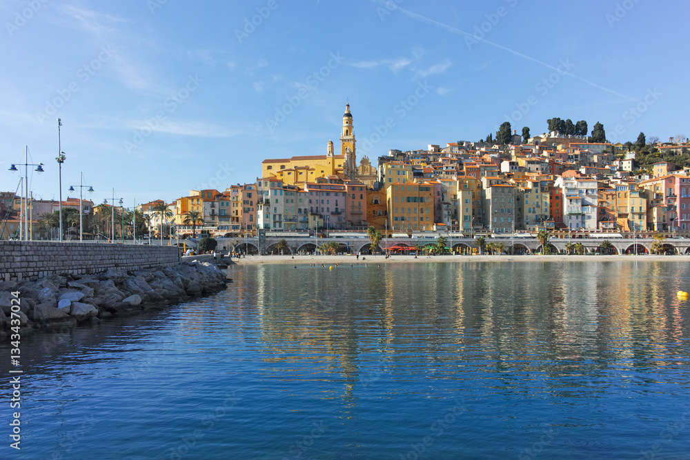 Naklejka premium The Old town of Menton, France