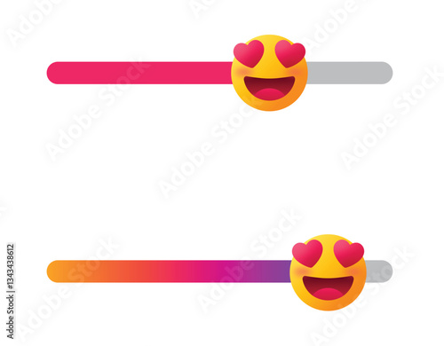 Instagram poll with loving heart eyes emoticons on gradient bars, vector emoji for radiating love, satisfaction, happiness, reaction, feeling in digital expression design