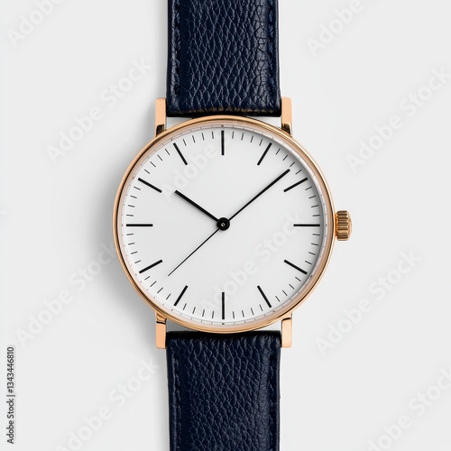 Wallpaper Mural Elegant watch with minimalist design featuring white dial, black hands, and navy leather strap, perfect for any occasion, independence, day, 4th Torontodigital.ca