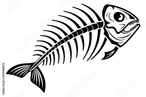 fish bone line art silhouette vector illustration