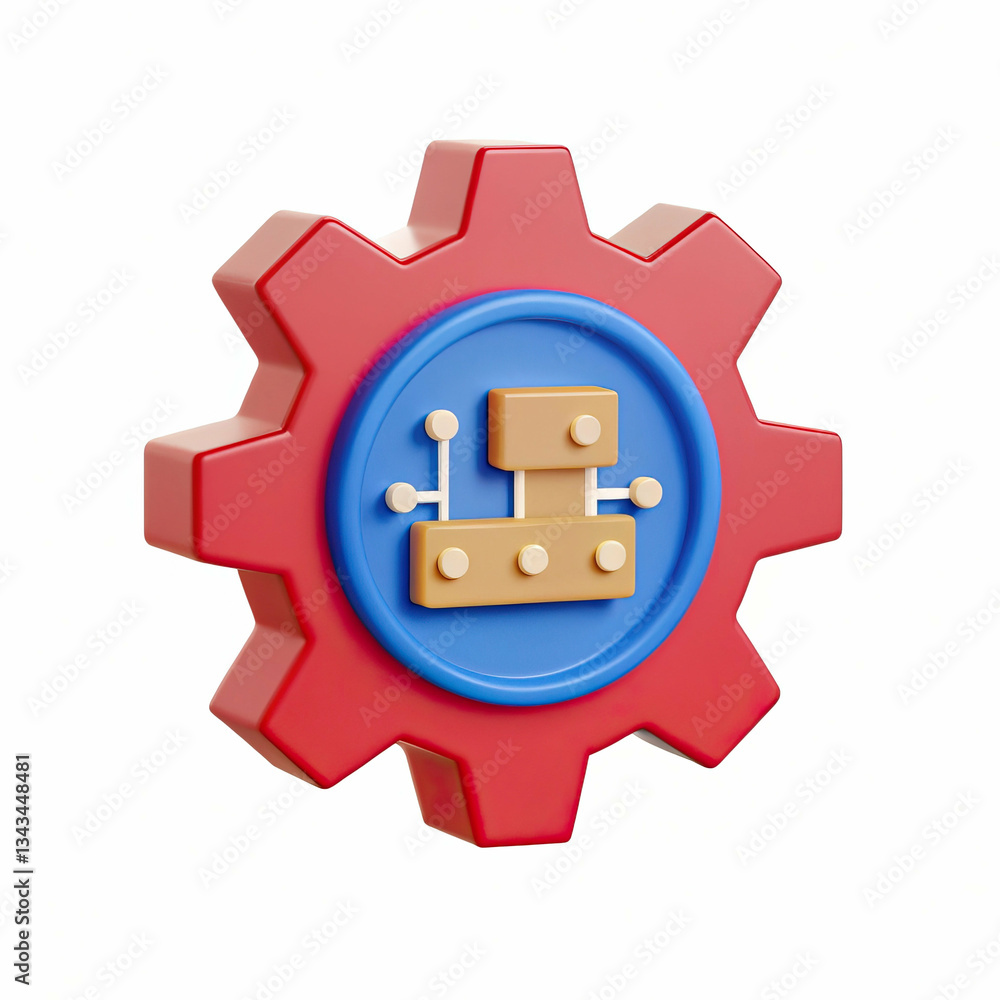 Obraz premium Colorful gear icon with circuit design in the center, isolate on white background.