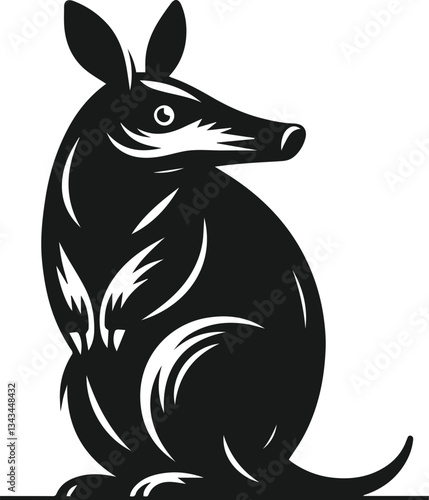 Aardvark looking over its shoulder nervously animal silhouette vector