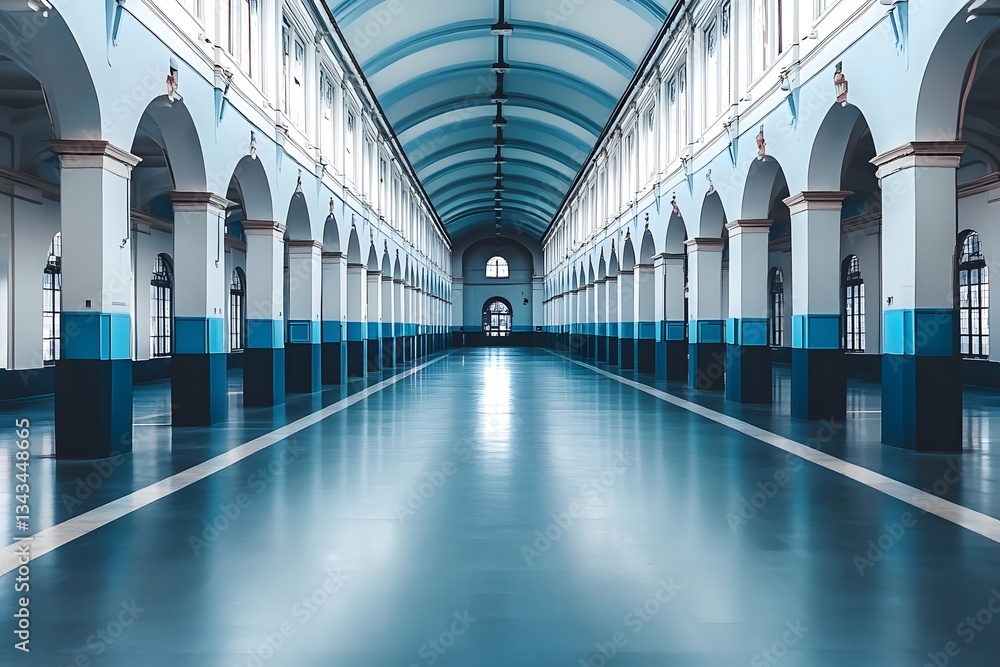 Fototapeta premium Blue Hallway Interior Architecture Design