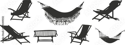 Silhouette collection of hammock and lounge chairs for outdoor relaxation