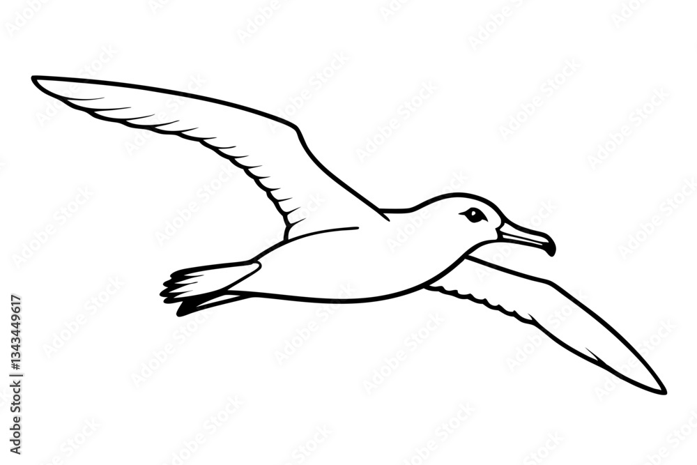 Obraz premium flying albatross line art silhouette vector illustration