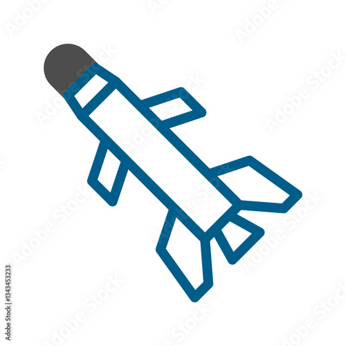 A Minimalist Missile with Blue Outline Design