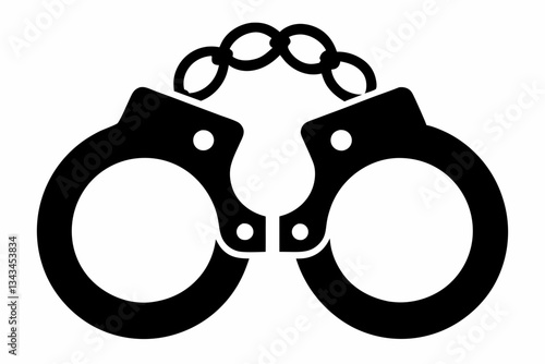 handcuffed icon line art silhouette vector illustration