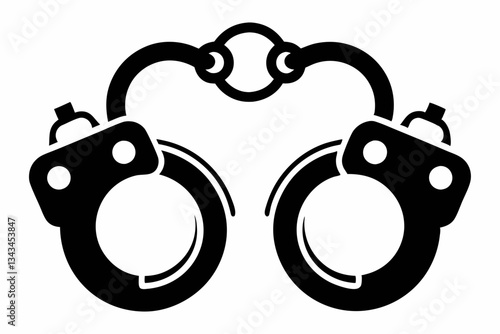 handcuffed icon line art silhouette vector illustration