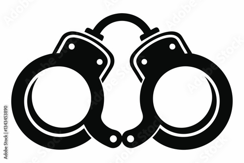 handcuffed icon line art silhouette vector illustration