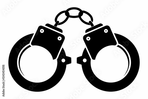 handcuffed icon line art silhouette vector illustration