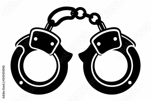 handcuffed icon line art silhouette vector illustration