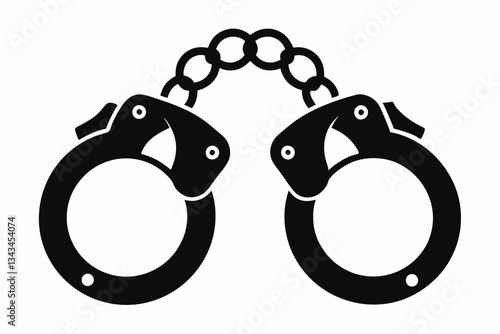 handcuffed icon line art silhouette vector illustration