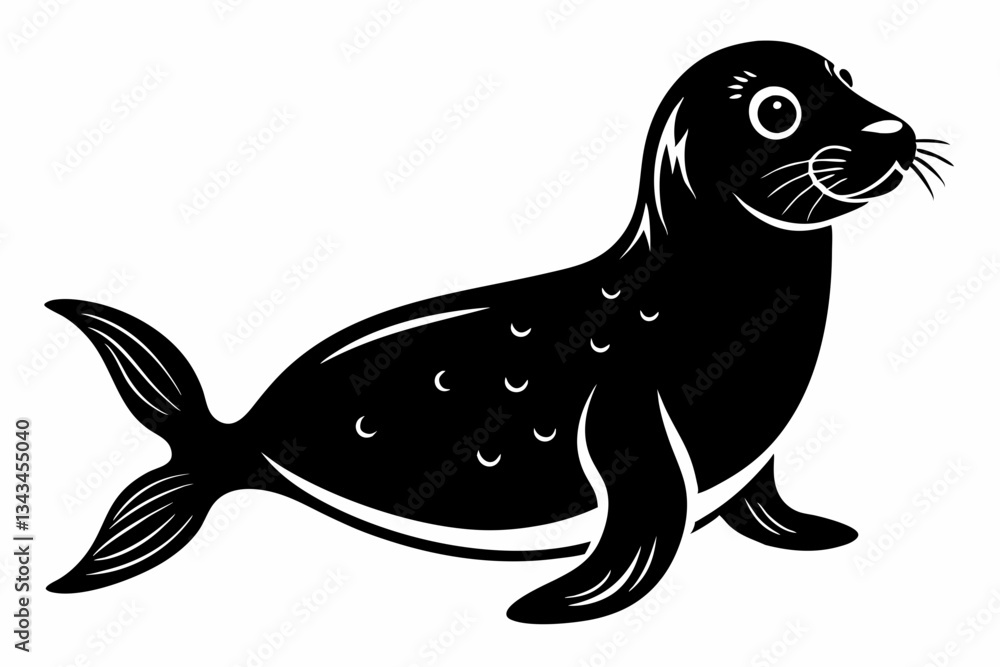 harbor seal line art silhouette vector illustration harbor seal line art silhouette vector illustration