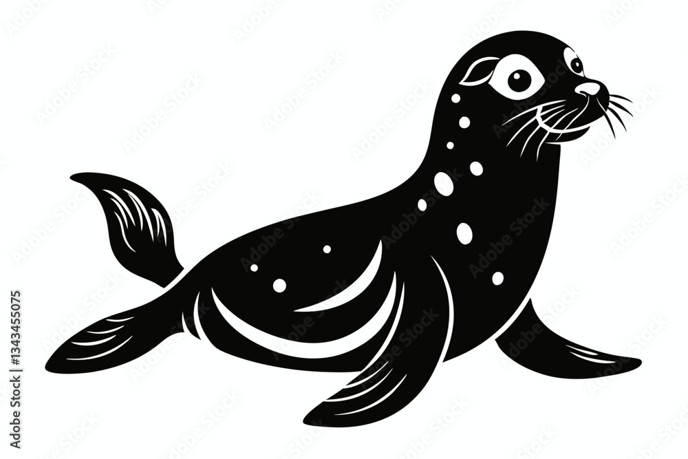 harbor seal line art silhouette vector illustration harbor seal line art silhouette vector illustration