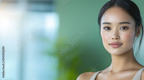 Free Download Young woman with a serene expression in a soft setting. - GFXLoad