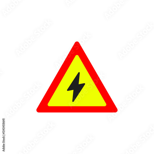Warning sign. Dangerous electrical voltage icon. High voltage sign.