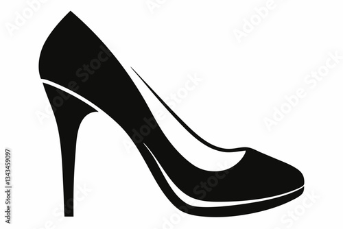 high heel line art silhouette vector illustration
