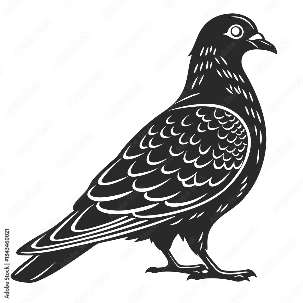 Fototapeta premium Pigeon silhouette vector illustration
