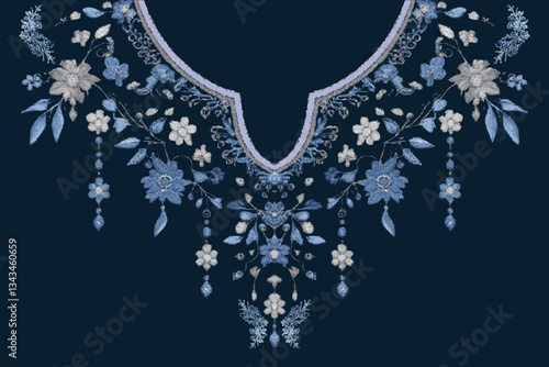 Ethnic Neck Collar Embroidery Collection Geometric Oriental Floral Patterns in Tribal Bohemian and Traditional Lace Styles for Fashion and Textile Design