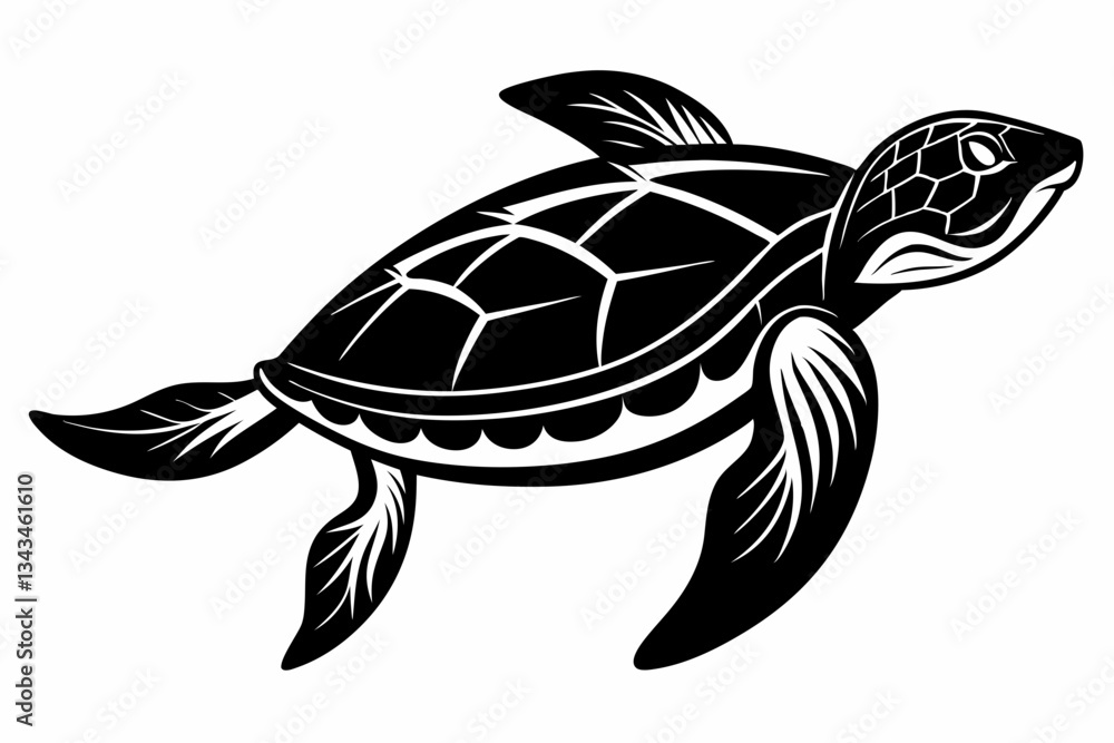Fototapeta premium leatherback sea turtle line art silhouette vector illustration