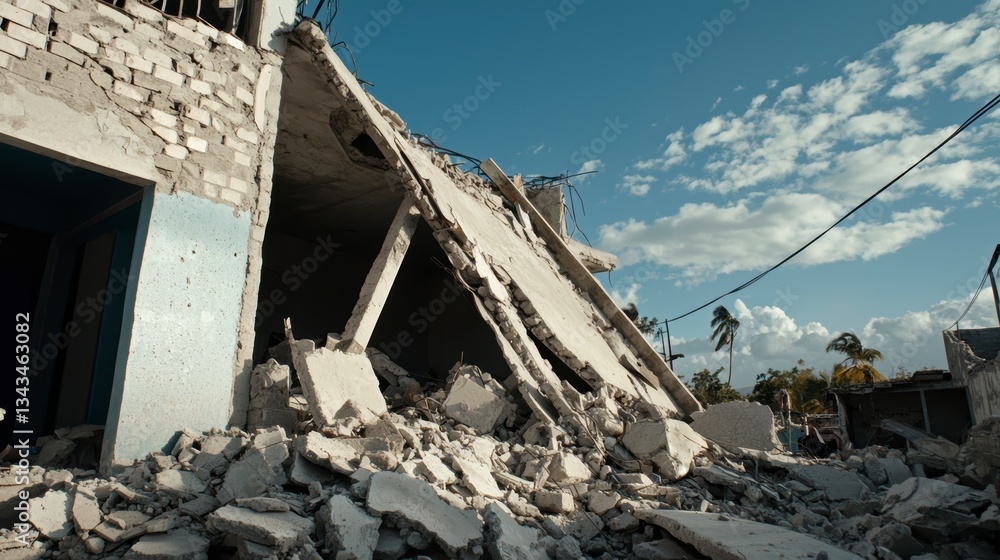 Devastation Aftermath Building Ruins Collapse Concrete Debris and Sky Scenic Devastation Aftermath Building Ruins Collapse Concrete Debris and Sky Scenic