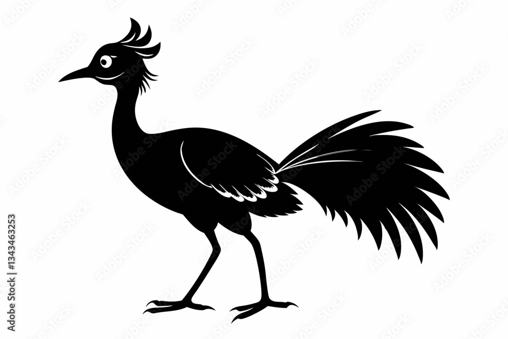 Obraz premium lyrebird line art silhouette vector illustration