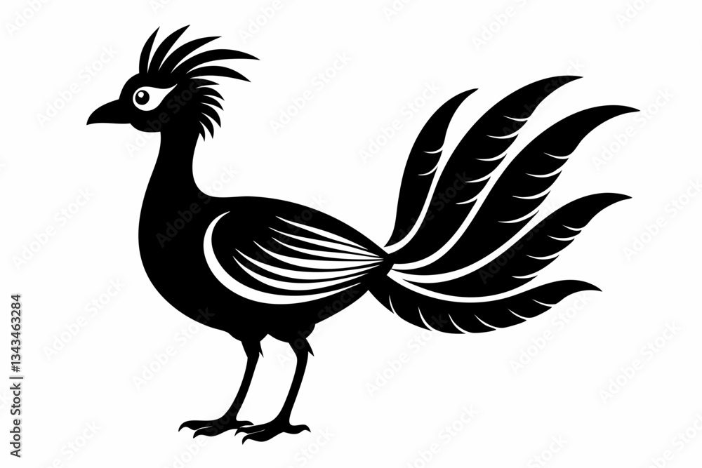 Fototapeta premium lyrebird line art silhouette vector illustration