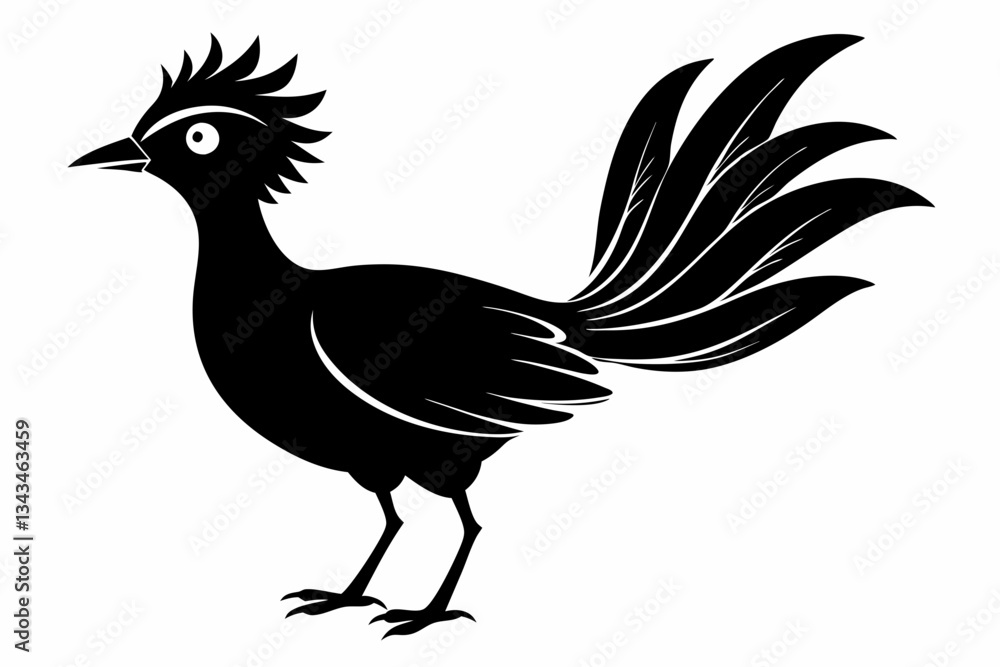 Fototapeta premium lyrebird line art silhouette vector illustration