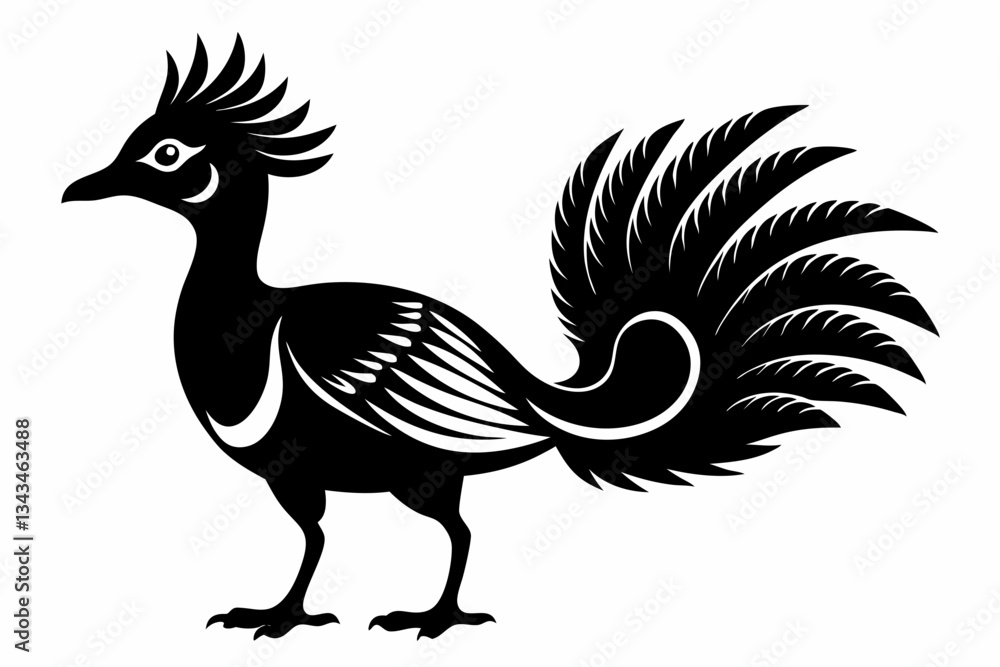 Fototapeta premium lyrebird line art silhouette vector illustration