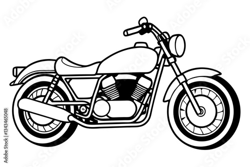 monochrome classic motorcycle line art silhouette vector illustration