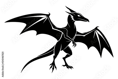 pterodactyl line art silhouette vector illustration
