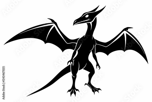 pterodactyl line art silhouette vector illustration