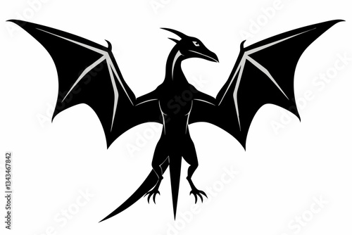 pterodactyl line art silhouette vector illustration