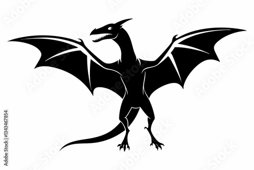 pterodactyl line art silhouette vector illustration