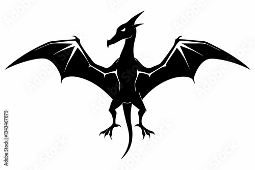 pterodactyl line art silhouette vector illustration