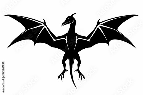 pterodactyl line art silhouette vector illustration