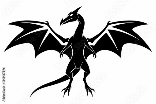 pterodactyl line art silhouette vector illustration
