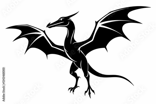 pterodactyl line art silhouette vector illustration