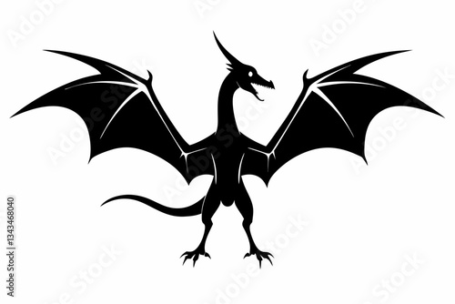 pterodactyl line art silhouette vector illustration