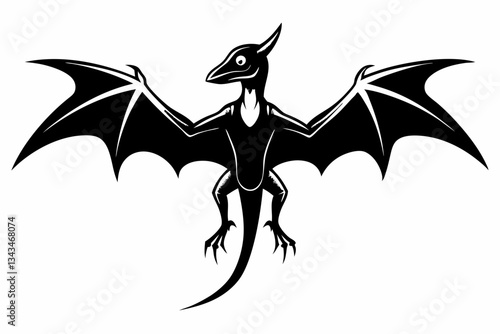 pterodactyl line art silhouette vector illustration