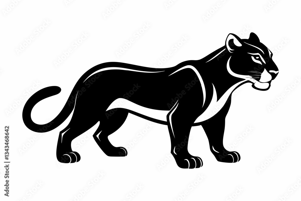 Obraz premium puma line art silhouette vector illustration