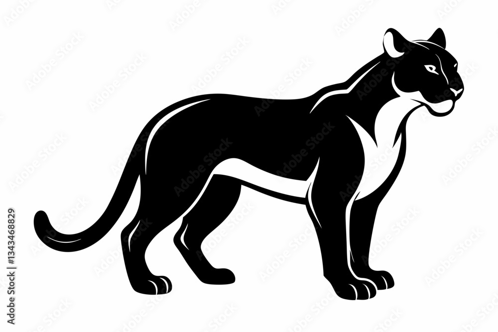 Fototapeta premium puma line art silhouette vector illustration